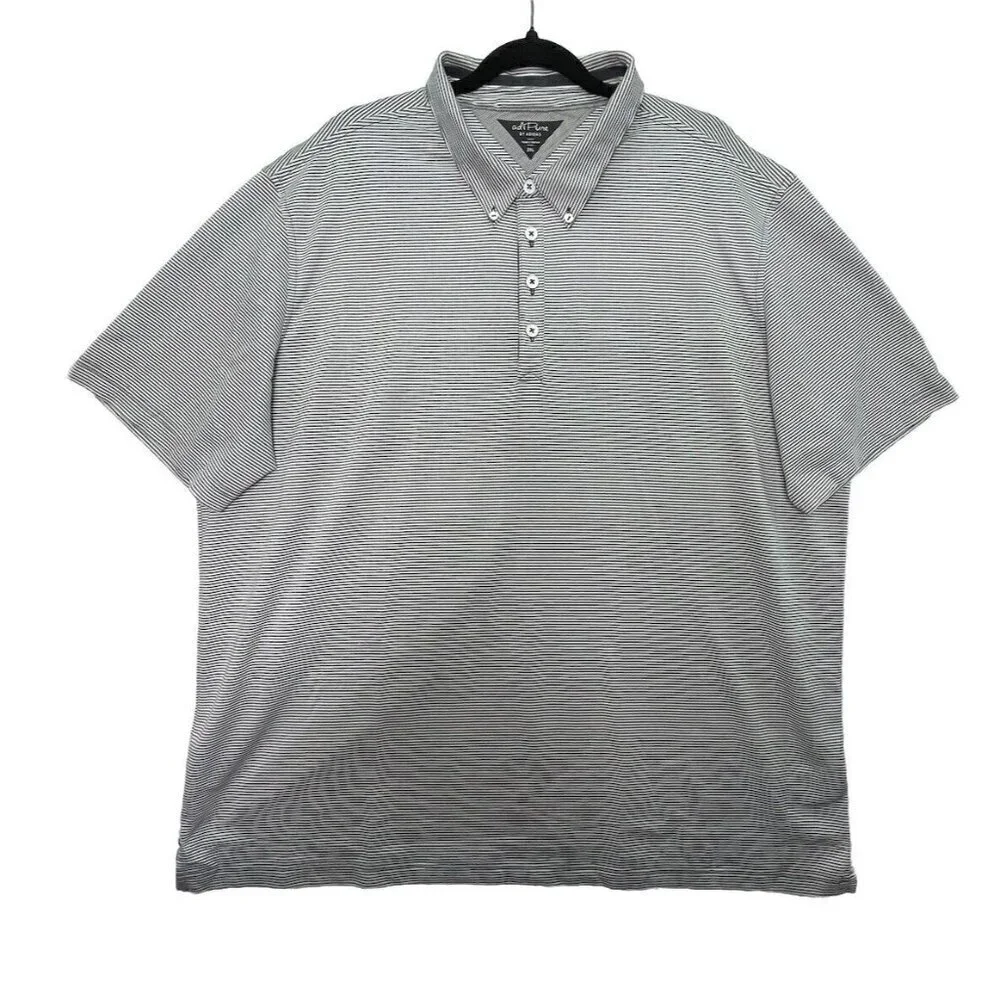 AdiPure by Adidas Men's Performance Polo Shirt Golf Sz 2XL Stretch White Striped
